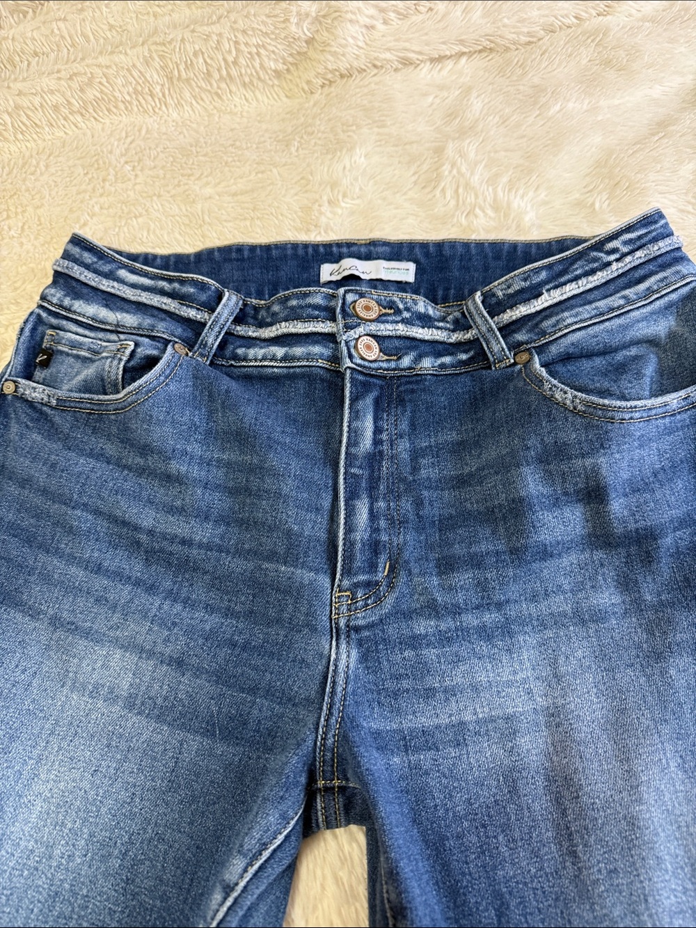 KanCan Medium Blue High-Rise Double-Waist Skinny Jeans